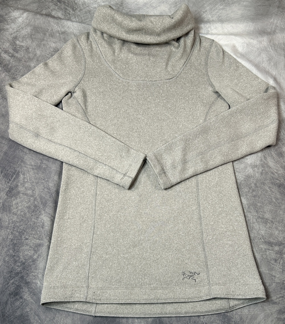 Arc'teryx Sweater Womens Small Gray Cowl Neck Knit Pullover Relaxed Fleece Lined
